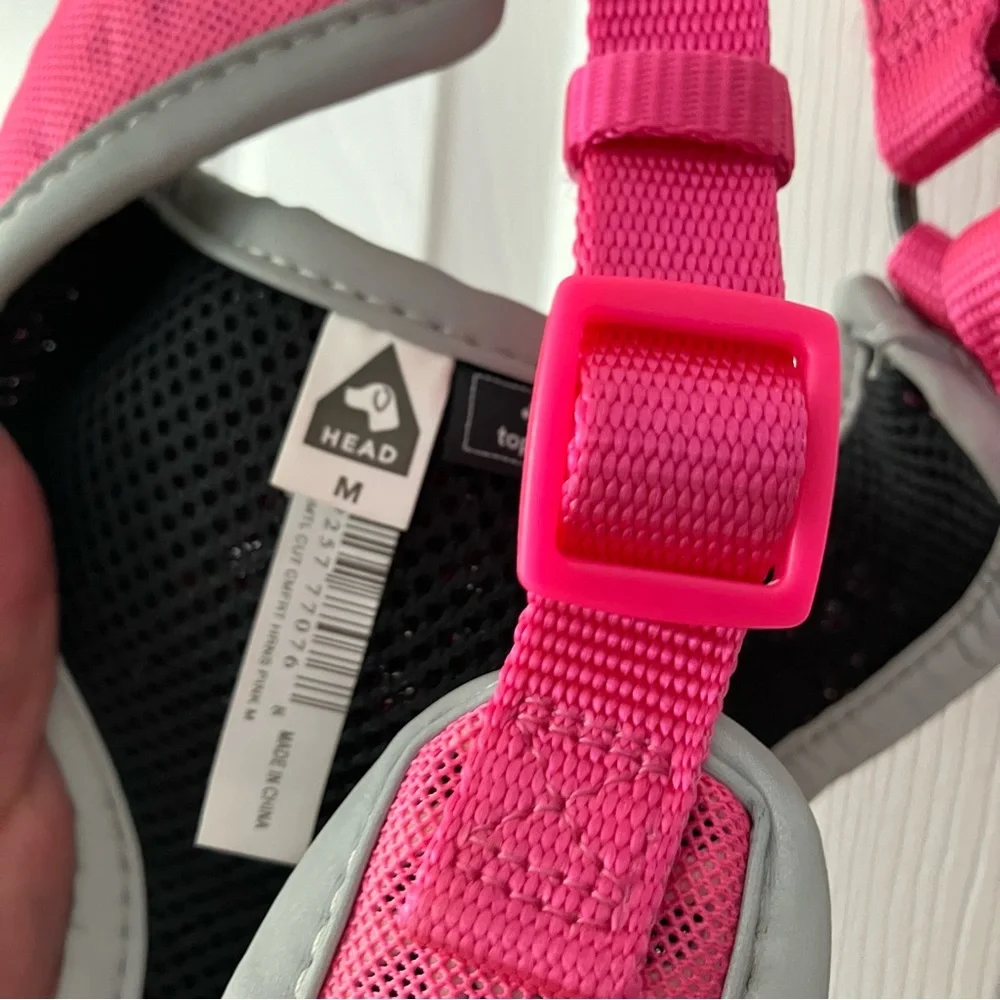 Pink Gray Geometric Mesh Dog Harness